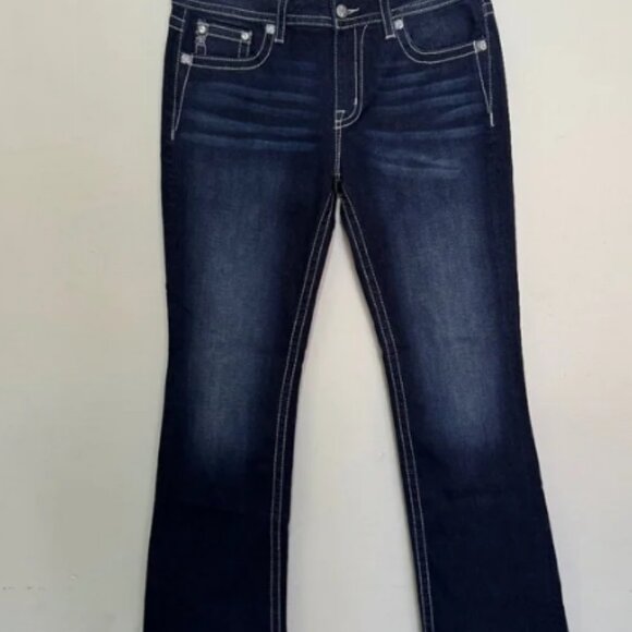 NWOT Miss Me Chloe Bootcut Jeans with Metallic Glitz Faux Flap Pockets Size 32 - Picture 2 of 13